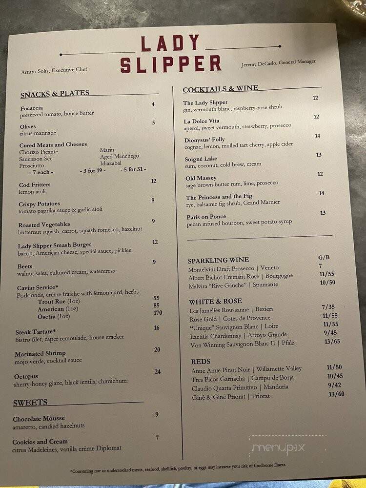 The Lady Slipper - Bentonville, AR menu_pic