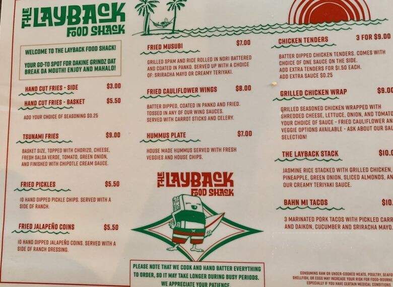 The Layback Food Shack - Salem, OR menu_pic