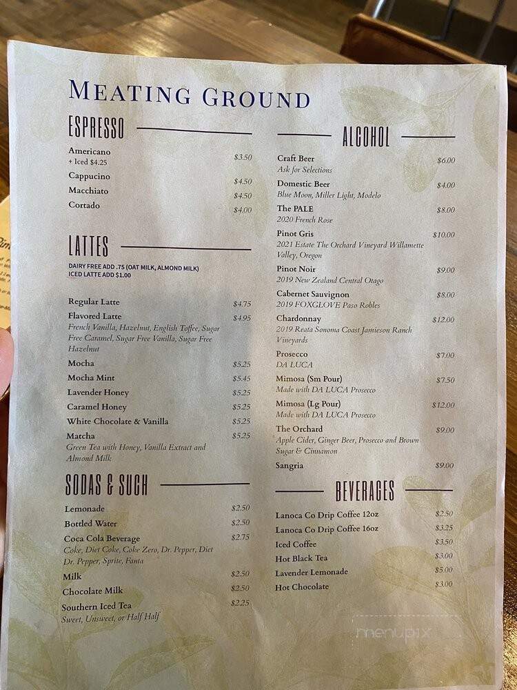 The Meating Ground Cafe - Winterville, NC menu_pic