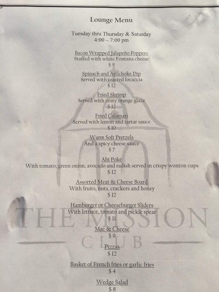 The Mission Club & Bar - Lompoc, CA menu_pic