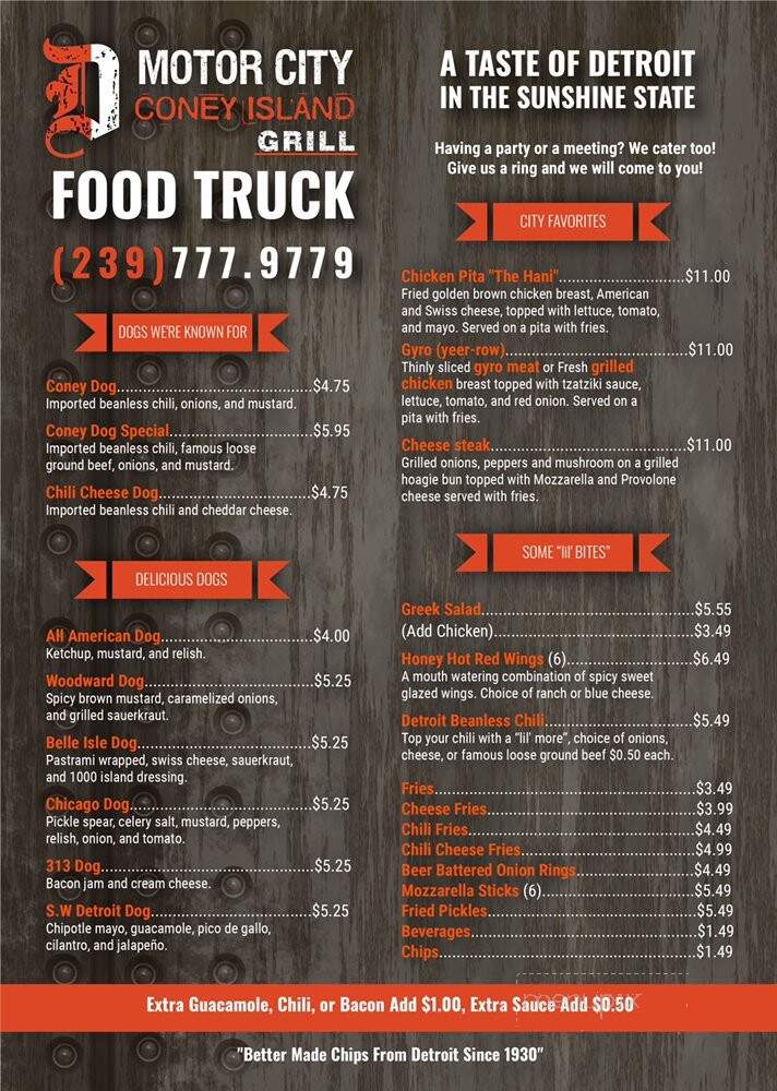 The Motor City Food Truck - Naples, FL menu_pic