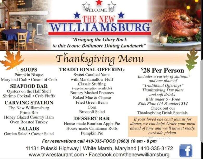 The New Williamsburg Inn Restaurant - White Marsh, MD