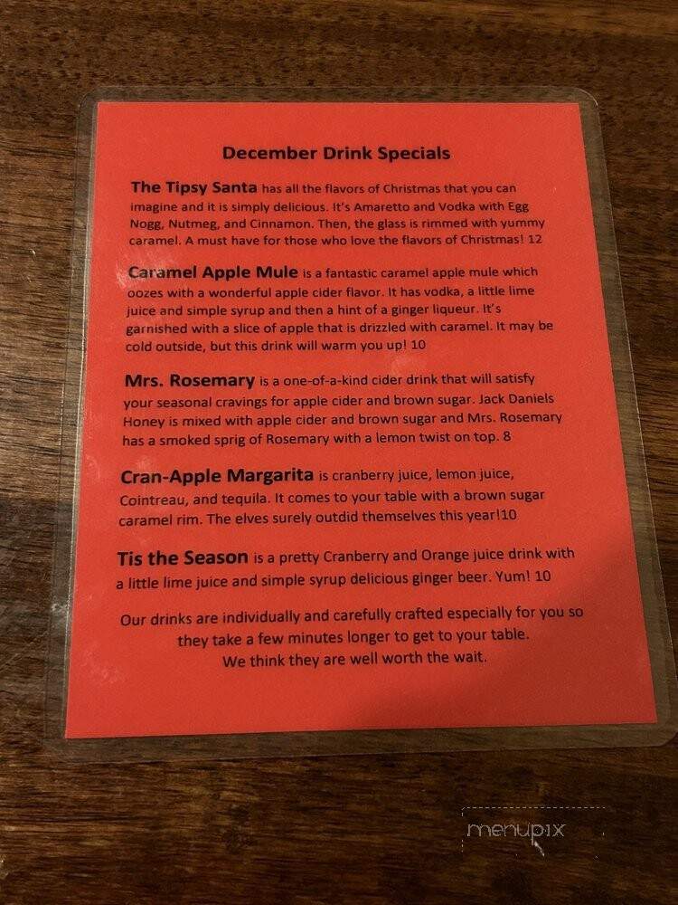 The Old School House - Chappells, SC menu_pic