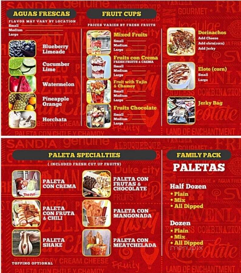 The Paleta Bar - Lutz, FL menu_pic