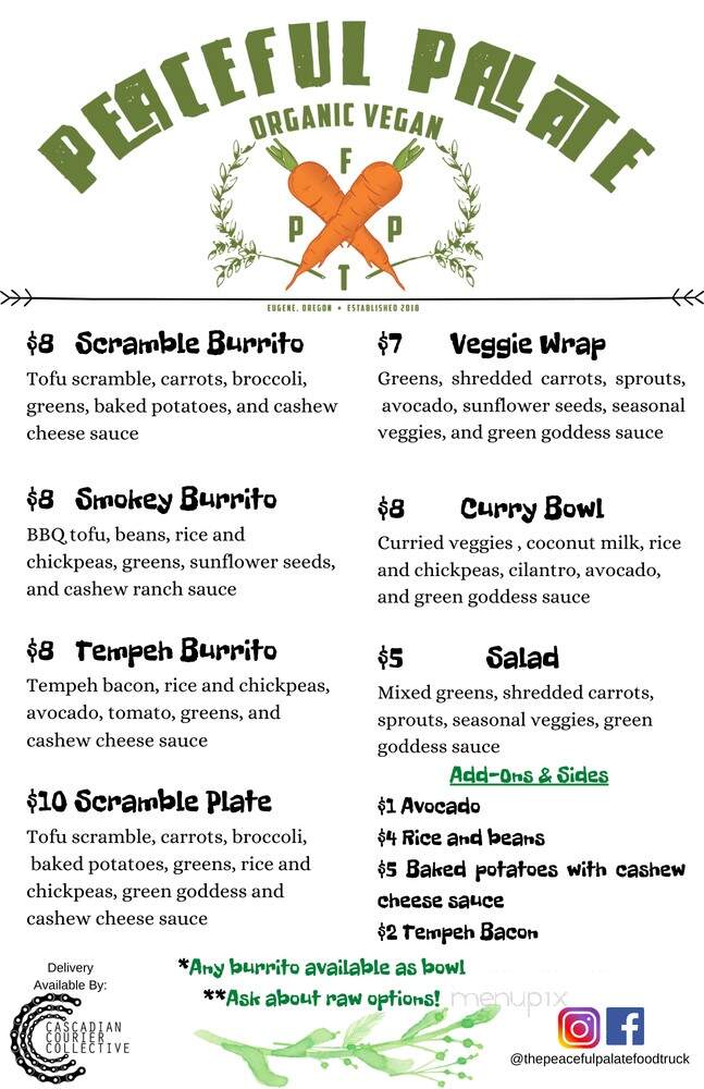 The Peaceful Palate - Eugene, OR menu_pic