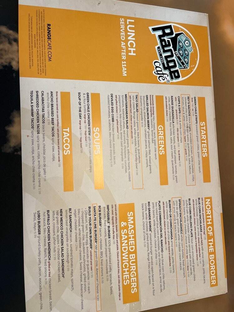 The Range Cafe - Los Lunas, NM menu_pic