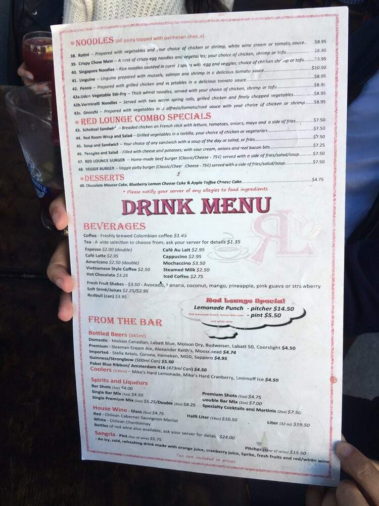 Red Room - Toronto, ON menu_pic