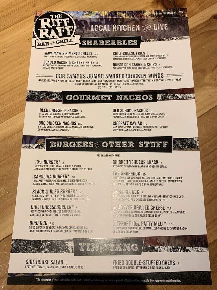 The Riff Raff Bar and Grill - Greer, SC menu_pic