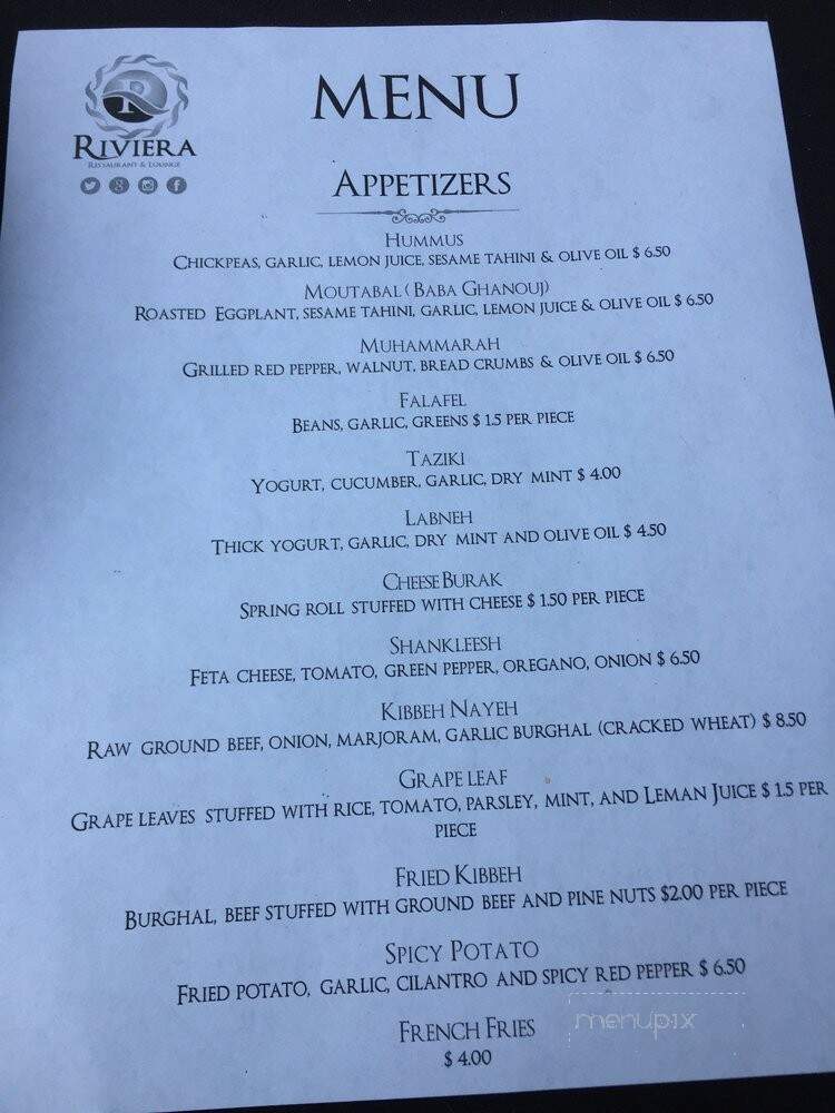 The Riviera Restauruant and Lounge - Buena Park, CA menu_pic
