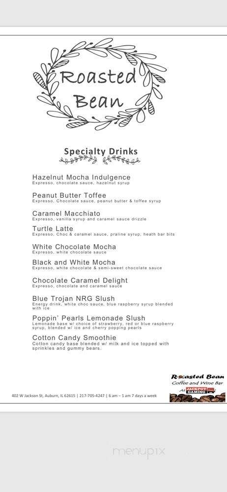 The Roasted Bean Coffee and Wine Bar - Auburn, IL menu_pic