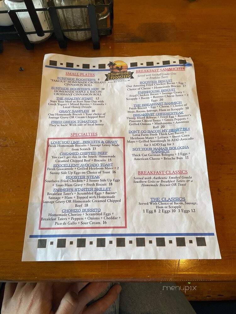 The Surfing Rooster - Ocean City, MD menu_pic