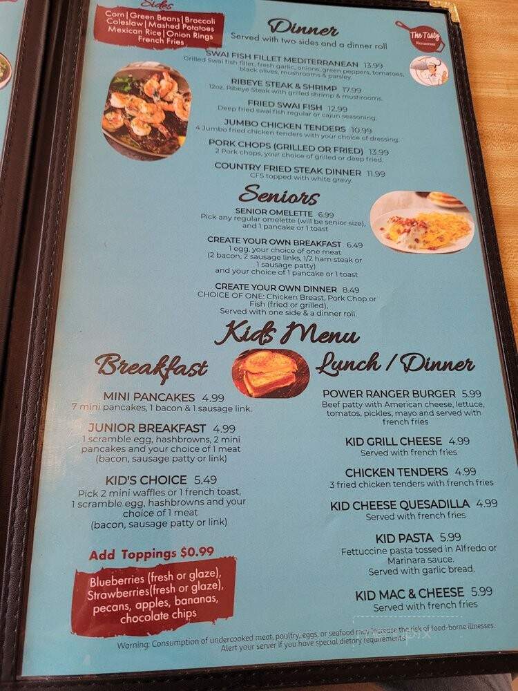 The Tasty Restaurant - Peru, IN menu_pic