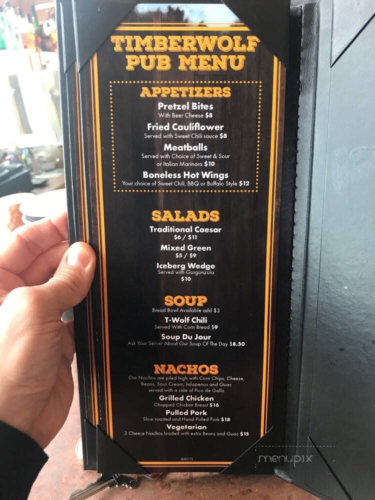 The Timberwolf Bar & Grill - North Bend, WA menu_pic