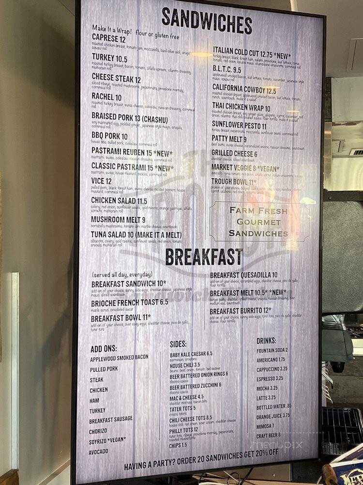 The Trough Sandwich Kitchen - Anaheim, CA menu_pic