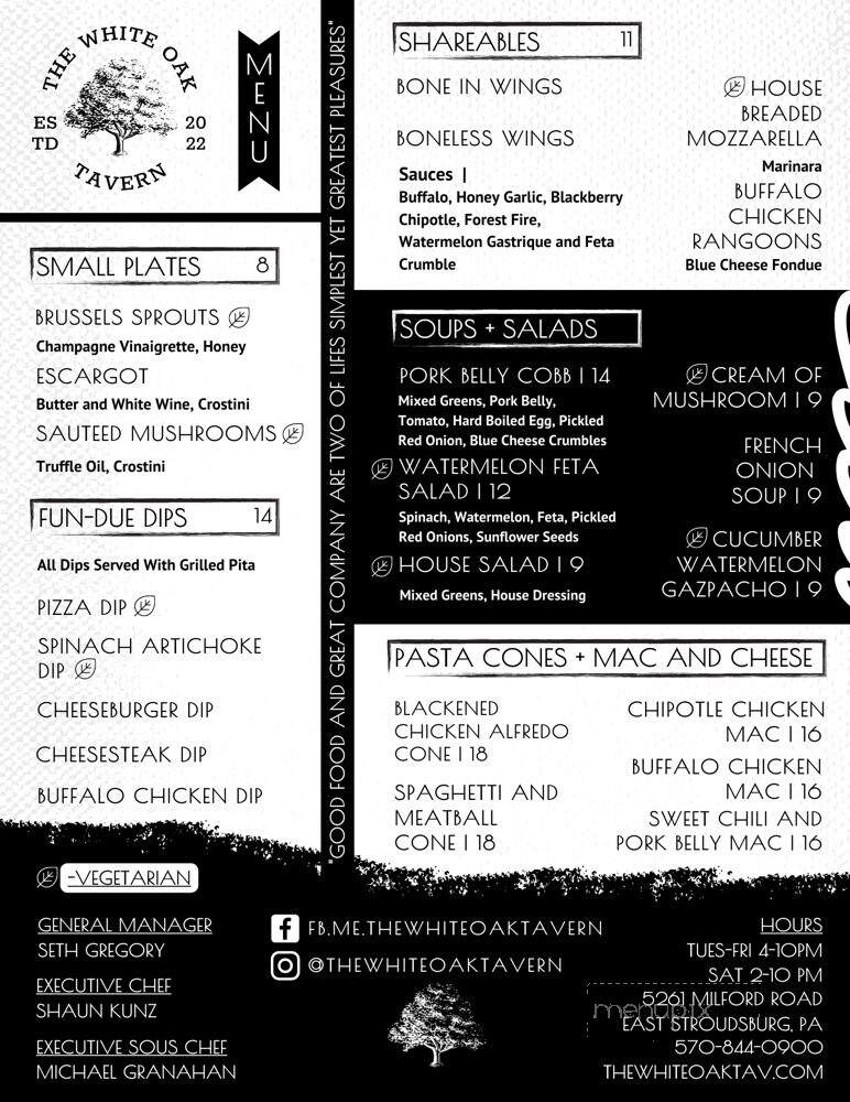 The White Oak Tavern - East Stroudsburg, PA menu_pic