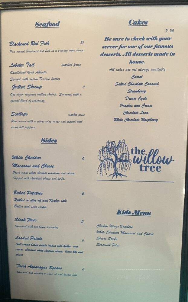 The Willow Tree - Obion, TN menu_pic