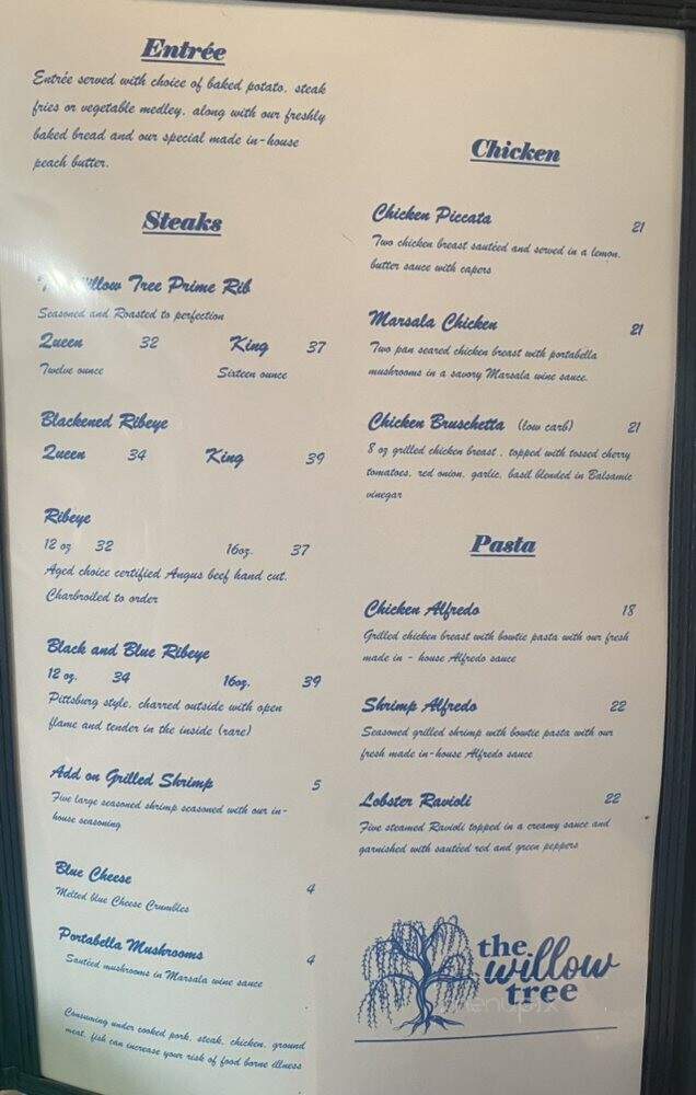 The Willow Tree - Obion, TN menu_pic