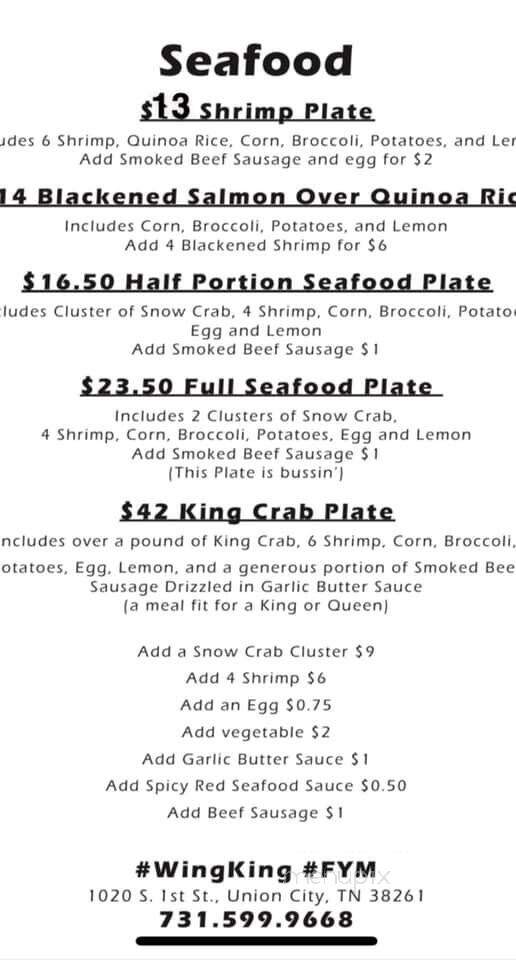 The Wing King - Union City, TN menu_pic