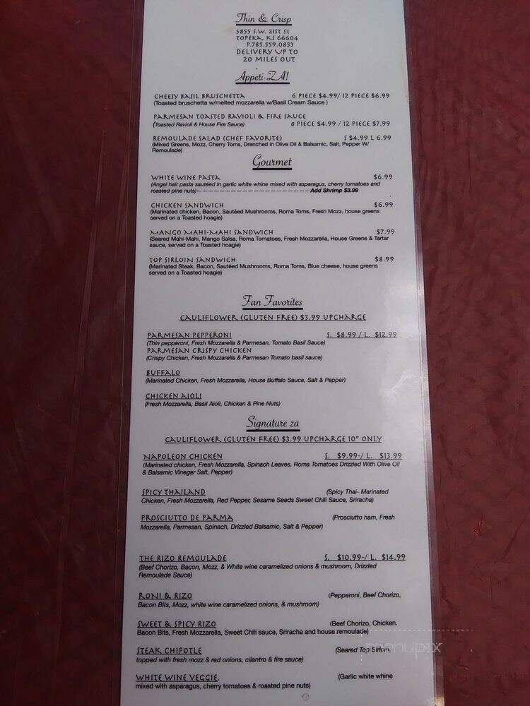 Thin and Crisp Gourmet Pizza - Topeka, KS menu_pic