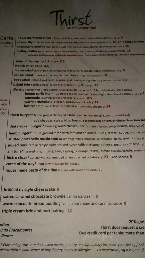 Thirst Bistro - Portland, OR menu_pic