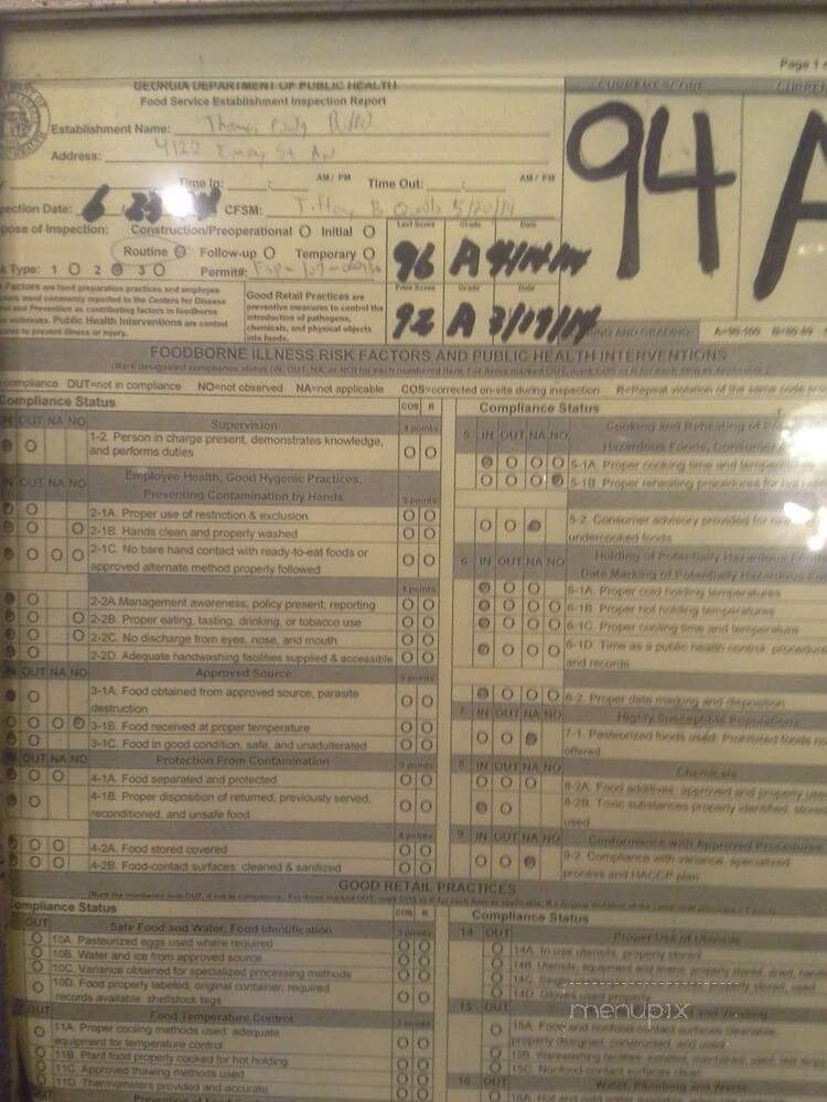 Thomas Station - Covington, GA menu_pic