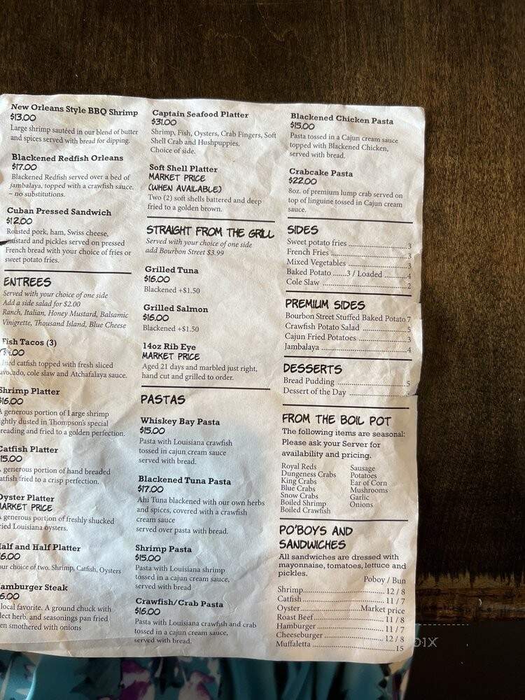 Thompsons Seafood - Luling, LA menu_pic