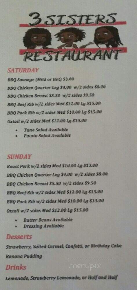 Three Sisters Restaurant - Elmira, NY menu_pic