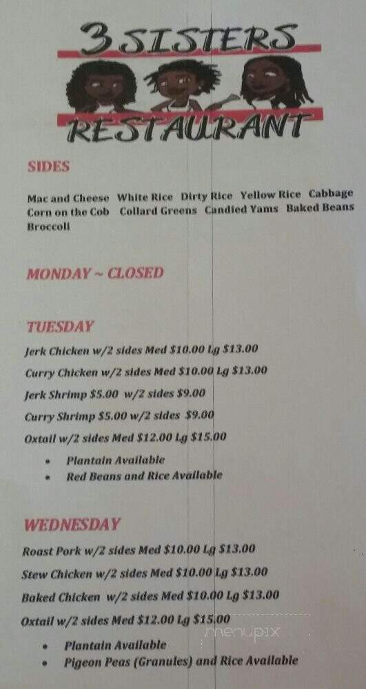 Three Sisters Restaurant - Elmira, NY menu_pic