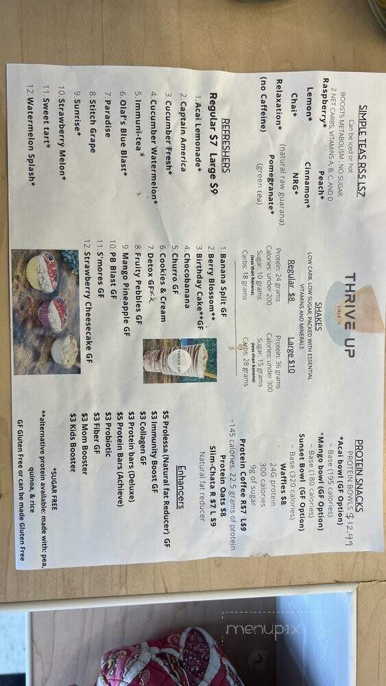 Thrive Up - Lisle, IL menu_pic