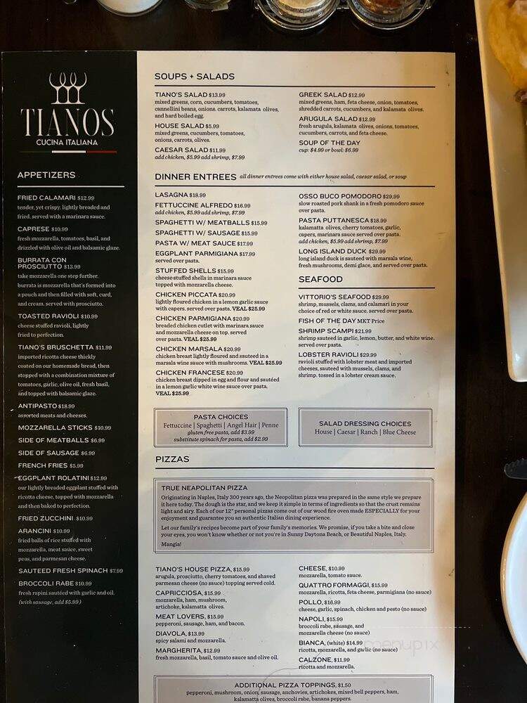 Tiano's Cucina Italiana - Daytona Beach, FL menu_pic