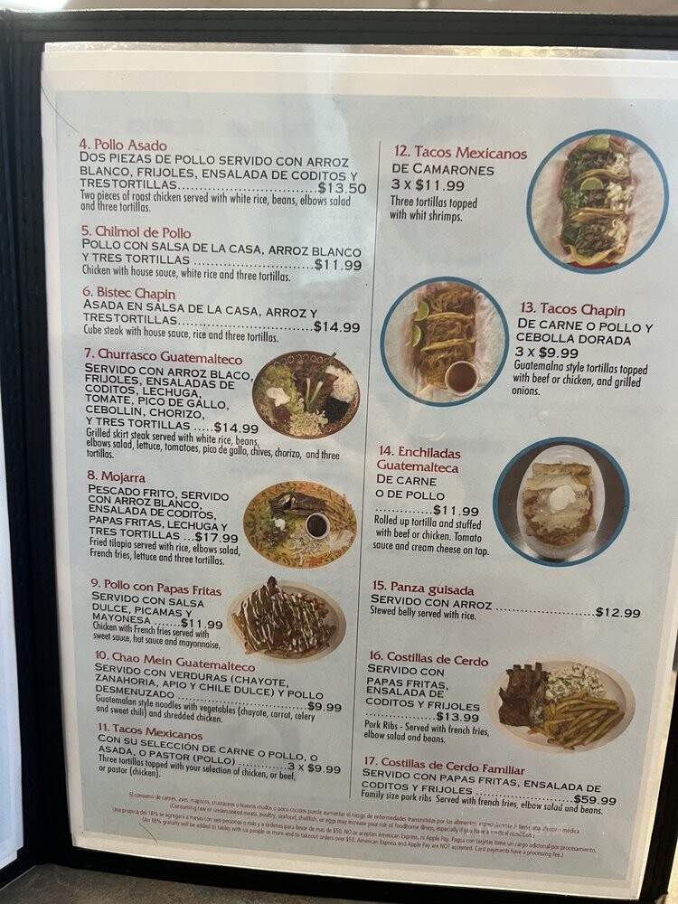 Tienda y Restaurante 502 - Jacksonville, FL menu_pic