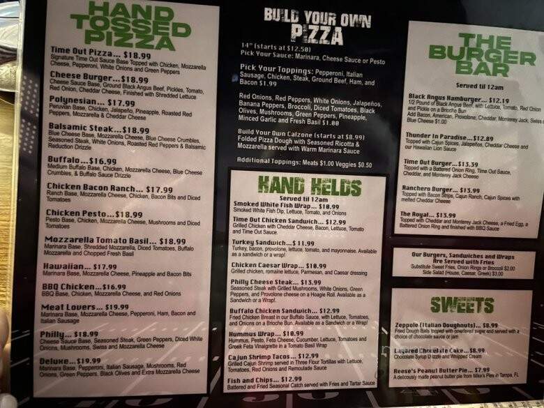 Time Out Sports Grill - Jacksonville, FL menu_pic
