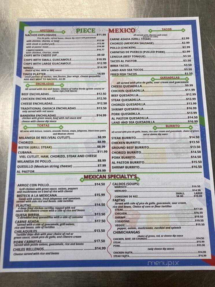 Tino's Cafe & Bar - Toronto, ON menu_pic