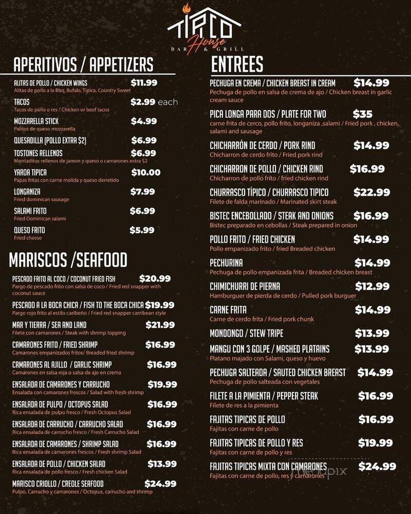 Tipico House Bar and Grill - Rochester, NY menu_pic