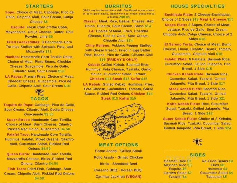 Tirzahs Mexi-Terranean Grill - Los Angeles, CA menu_pic