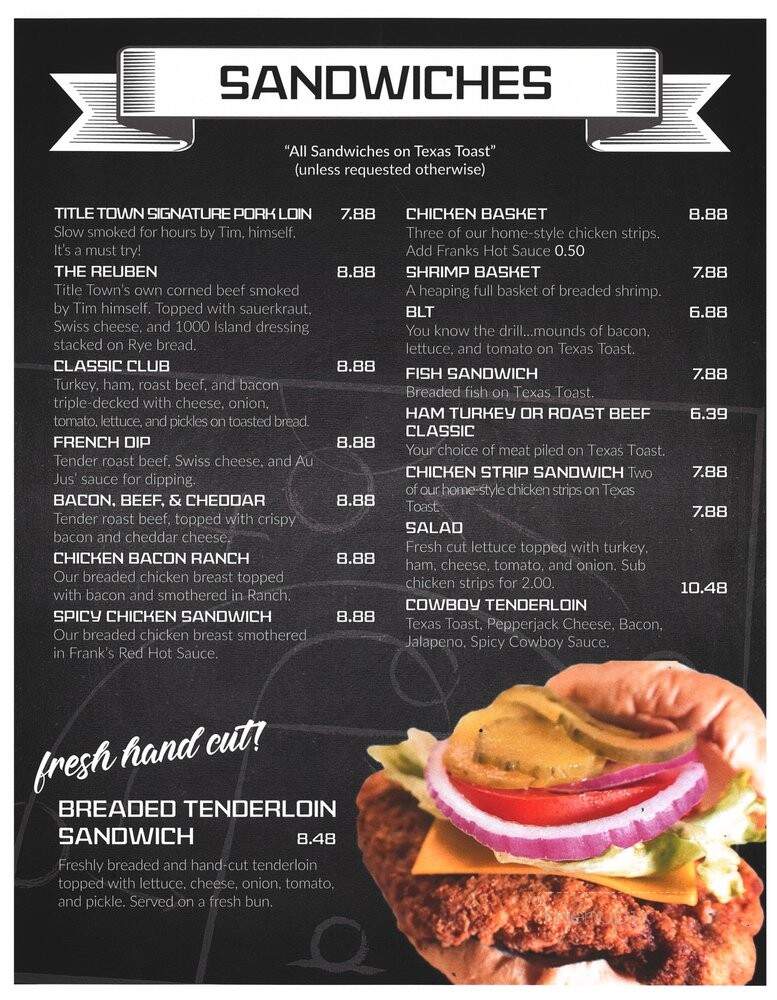 Title Town Bar & Grill - Maryville, MO menu_pic