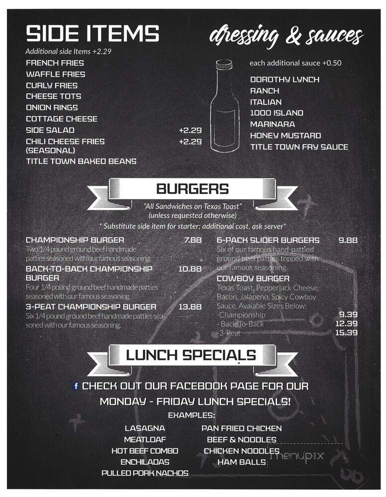 Title Town Bar & Grill - Maryville, MO menu_pic