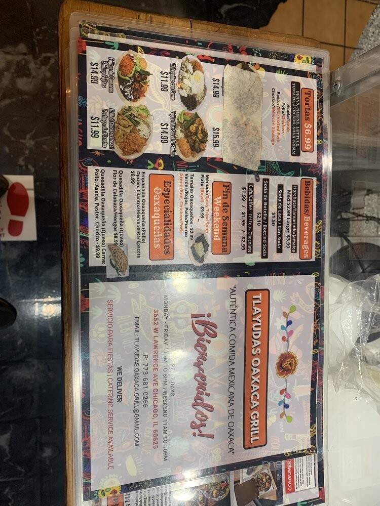Tlayudas Oaxaca Grill - Chicago, IL menu_pic