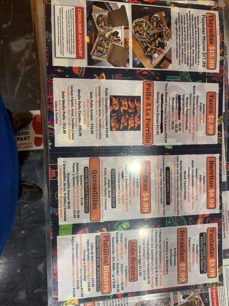 Tlayudas Oaxaca Grill - Chicago, IL menu_pic