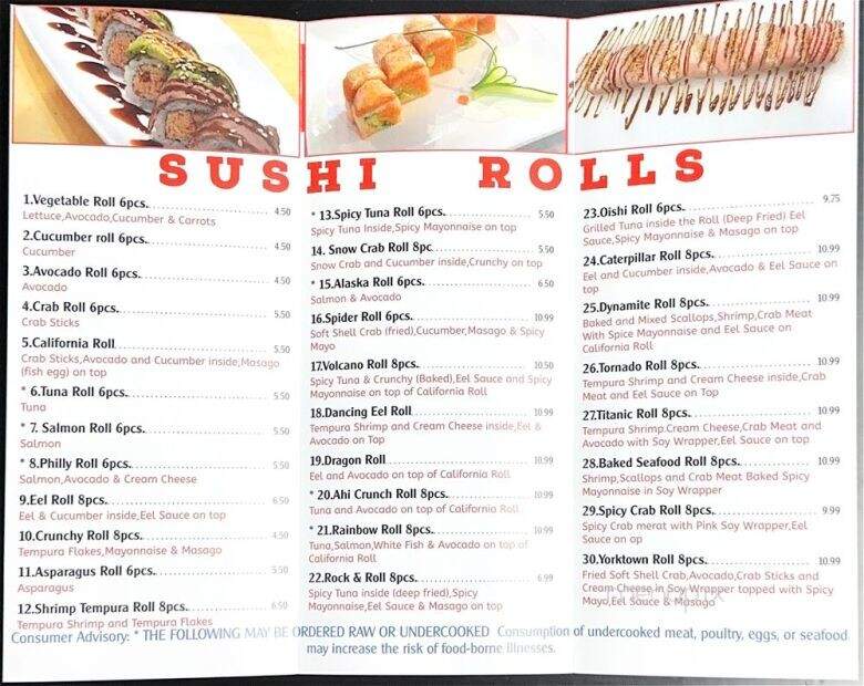 Tokio Express - Yorktown, VA menu_pic