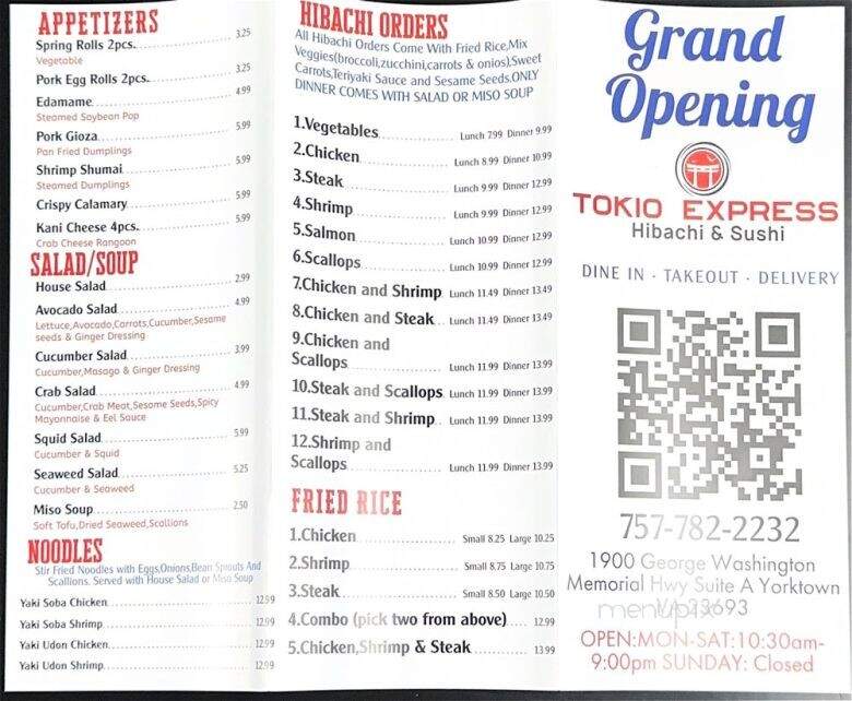 Tokio Express - Yorktown, VA menu_pic