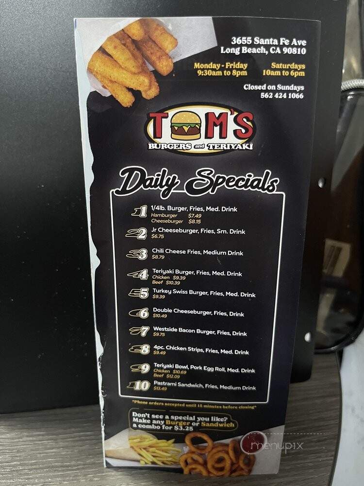 Tom's Burgers - Long Beach, CA menu_pic