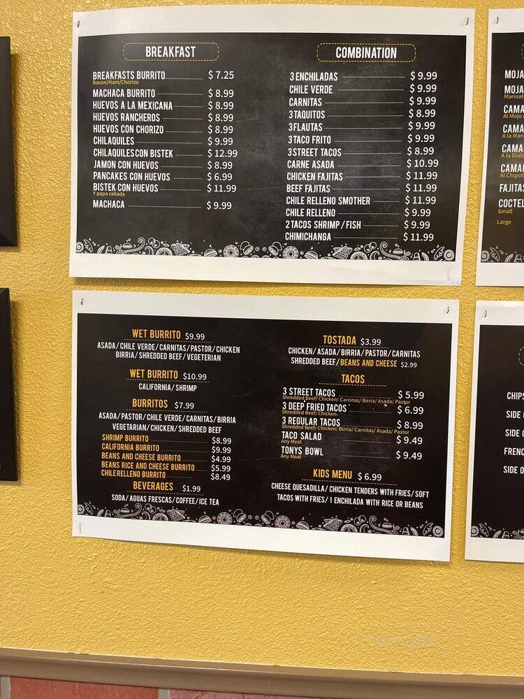 Tony's Mexican Grill - Henderson, NV menu_pic