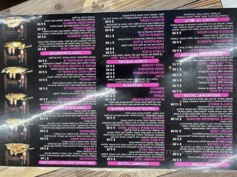 Tony Street Tacos - Rosenberg, TX menu_pic