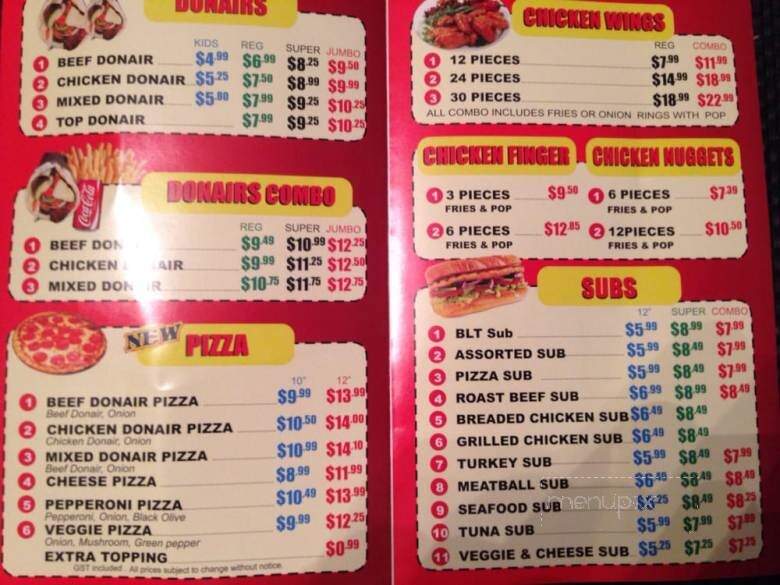 Top Donair - Edmonton, AB menu_pic