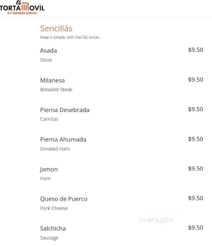 Torta Movil - Los Angeles, CA menu_pic