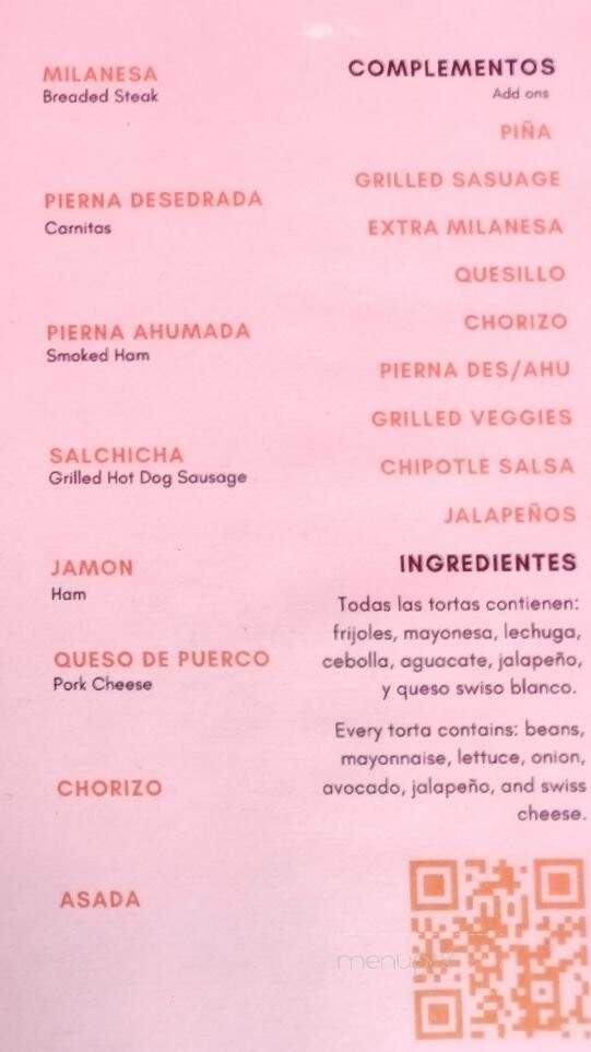 Torta Movil - Los Angeles, CA menu_pic