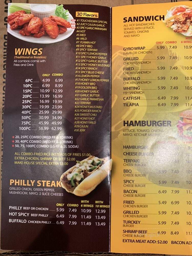 Touchdown Wings - Austell, GA menu_pic