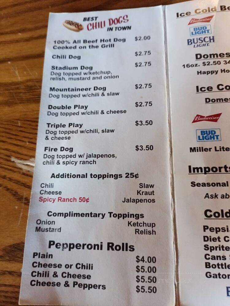 Town Hill Tavern - Morgantown, WV menu_pic