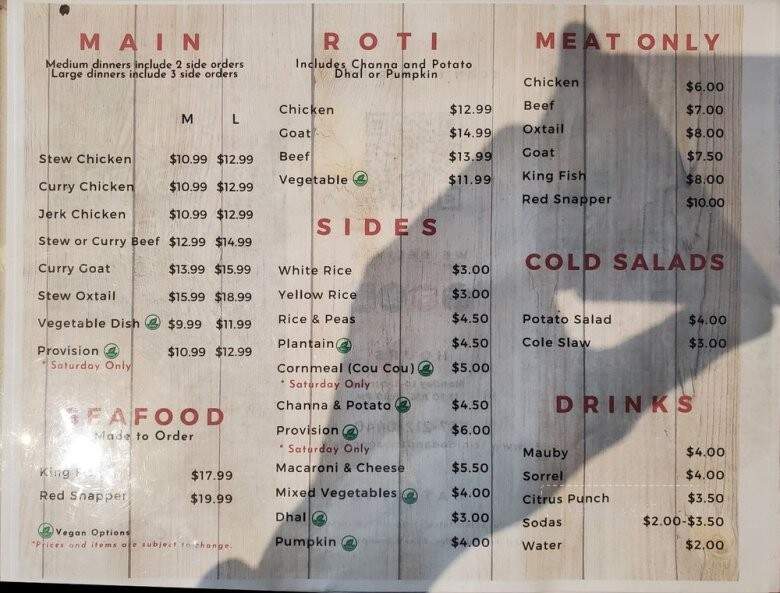Trinidad and Tobago Cafe - Round Rock, TX menu_pic